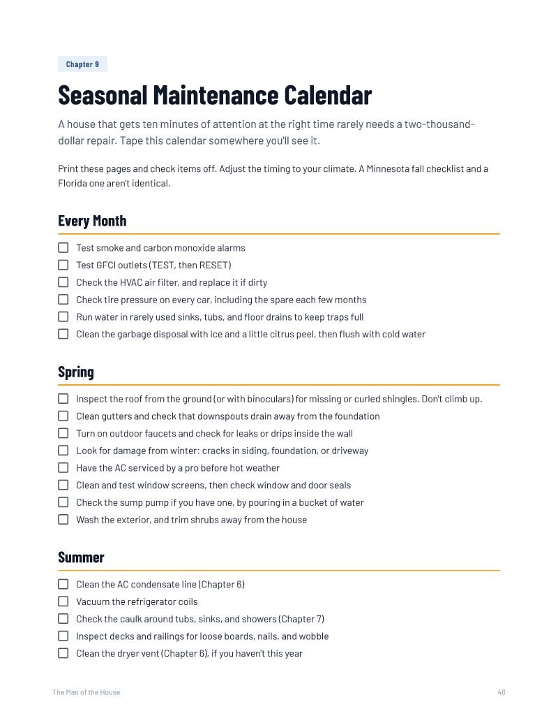 Seasonal maintenance checklist